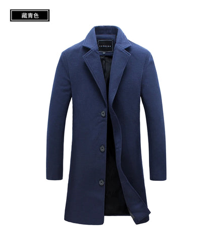 Elegant Ullrock Herr – Lång Slim Fit Kappa i Ull- & Bomullsblandning (Höst/Vinter 2025)