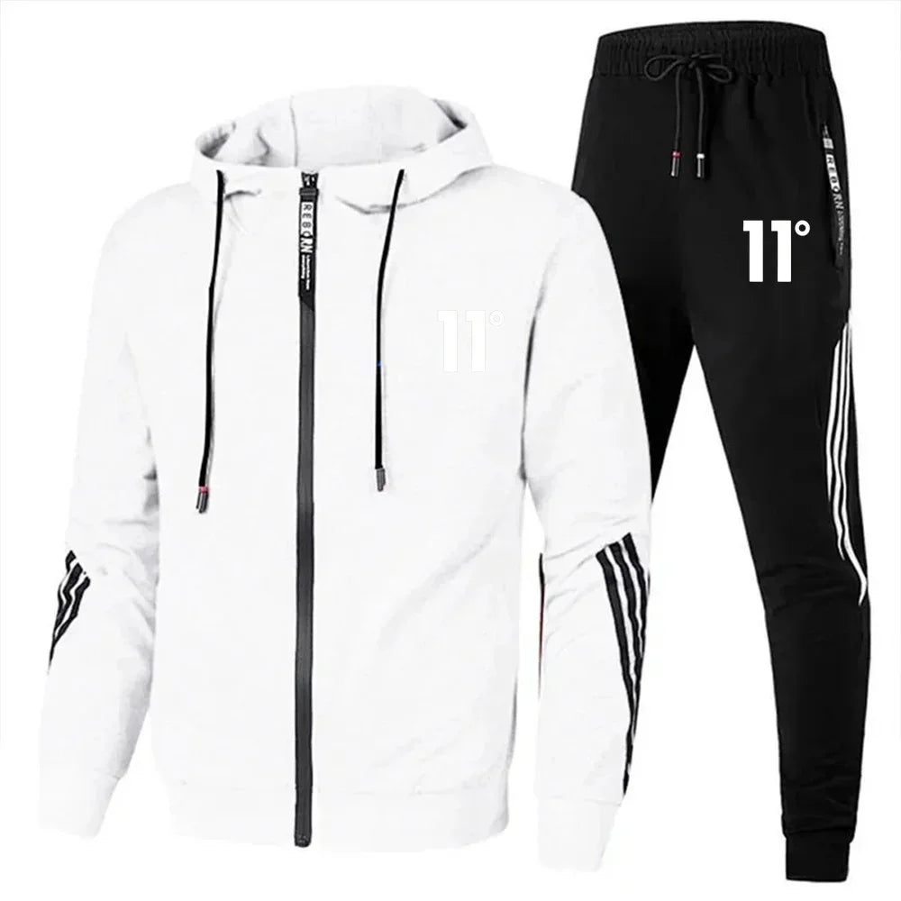 2025 Fashion Men's Set, Jogging, casual Wear Set, Spring and Autumn printed fitness drawstring sweatshirt + casual sport pants