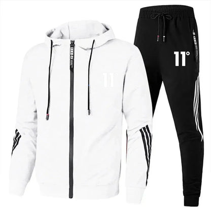 2025 Fashion Men's Set, Jogging, casual Wear Set, Spring and Autumn printed fitness drawstring sweatshirt + casual sport pants