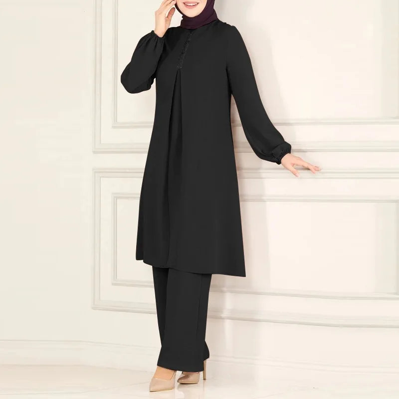 Elegant 2-delat Muslim Dress Set – Blus & Vida Byxor