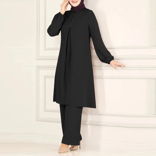 Elegant 2-delat Muslim Dress Set – Blus & Vida Byxor