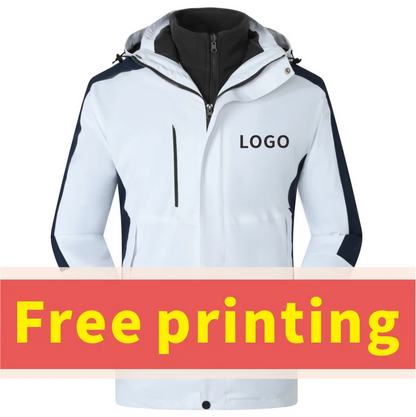 Thick coat jacket printing Detachable jacket embroidered logo Customized men's trendy outdoor assault suit Two piece jacket set