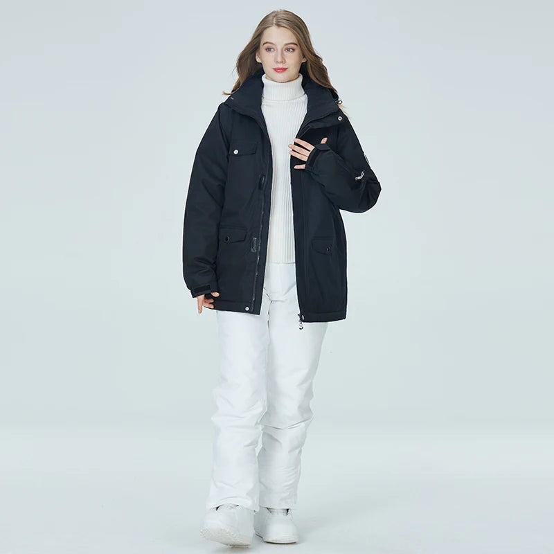 -35, Men and Women Snow Wear, Clothing for Snowboarding, Snow Ski Jacket and Pant Set, Snowboarding Clothing, Pure Color, Unsex