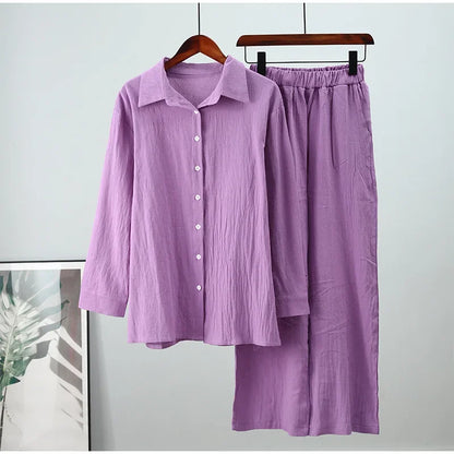 Muslimskt 2-delars Set för Kvinnor – Blus & Vida Byxor i Bomull/Linne