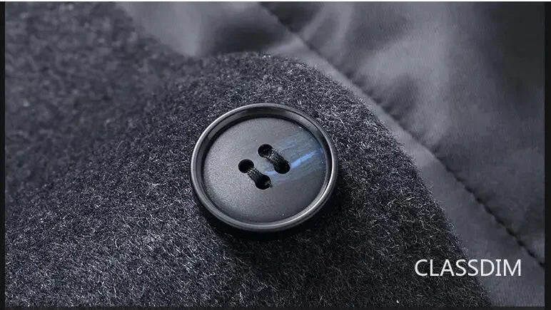 New Winter Men Business Casual Woolen Blends Fur Collar Male Cashmere Trench Coats High Quality Overcoats Warm Jackets Size 3XL