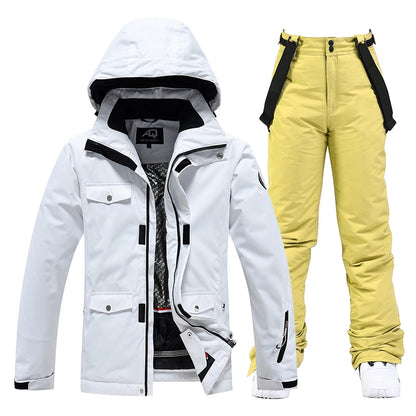 -35, Men and Women Snow Wear, Clothing for Snowboarding, Snow Ski Jacket and Pant Set, Snowboarding Clothing, Pure Color, Unsex