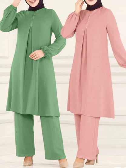 Elegant 2-delat Muslim Dress Set – Blus & Vida Byxor
