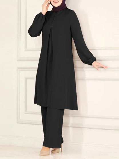 Elegant 2-delat Muslim Dress Set – Blus & Vida Byxor