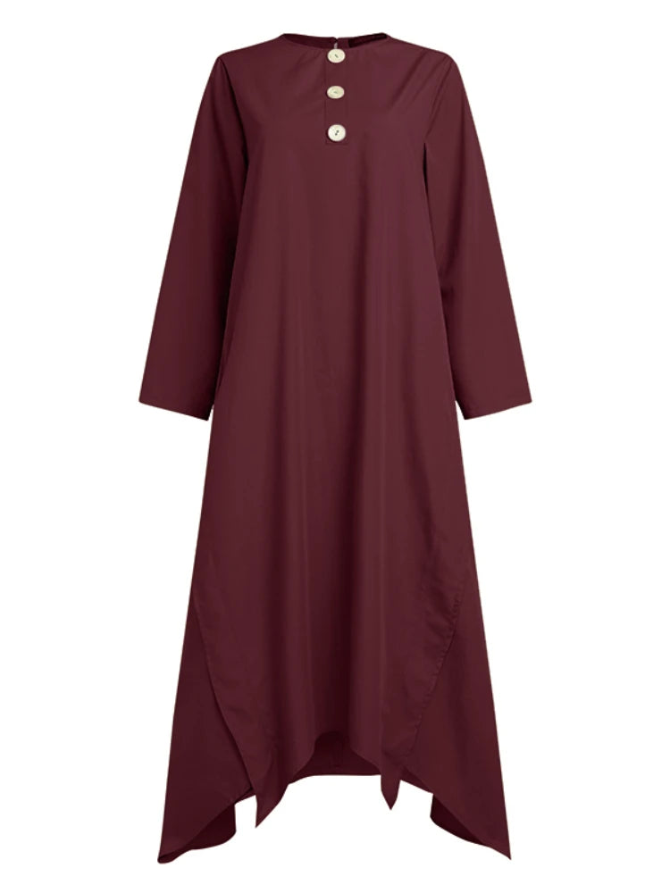 Vintage Muslimsk Klänning – Långärmad Abaya, Midi Klänning