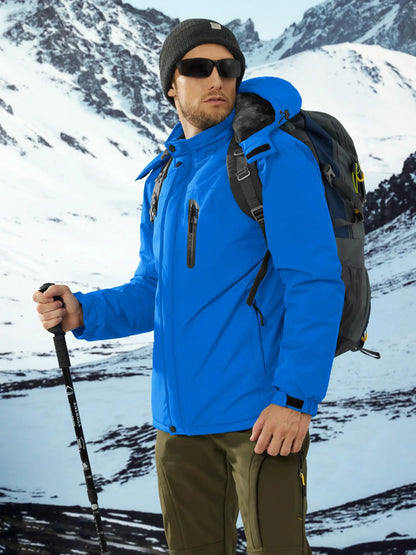 TACVASEN Winter Thicken Fleece Jacket Mens Waterproof Hiking Skiing Jackets Outdoor Mountain Trekking Windbreaker Parka Male