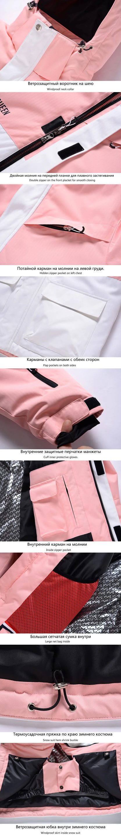 Men and Women Fashion Snow Suit, Winter Clothes Ski, Snow Ski Jacket and Pant Sets, Snowboarding Clothing, Unsex, -30 Warm