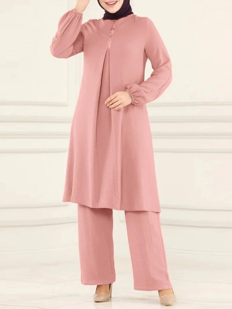 Elegant 2-delat Muslim Dress Set – Blus & Vida Byxor