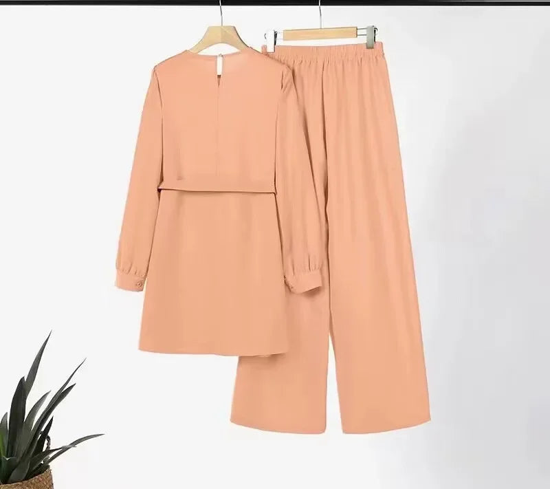 Kläder för Kvinnor – 2-delars Set med Blus & Byxor bäst för Eid, Ramadan .....