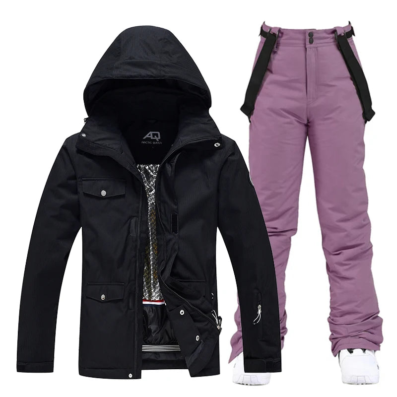 -35, Men and Women Snow Wear, Clothing for Snowboarding, Snow Ski Jacket and Pant Set, Snowboarding Clothing, Pure Color, Unsex