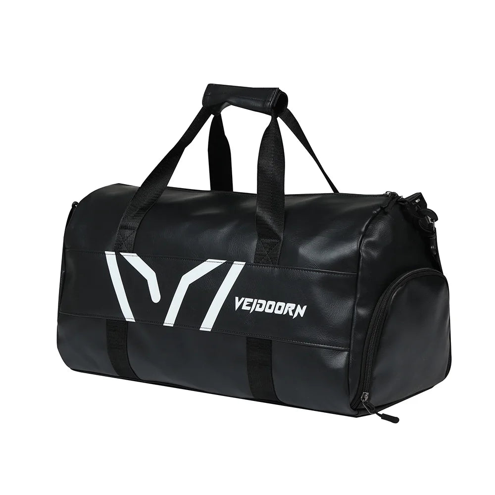 Veidoorn Large Capacity Gym Bag Waterproof Durable Dry and Wet Separation Sports Leather Bag Outdoor Travel Backpack