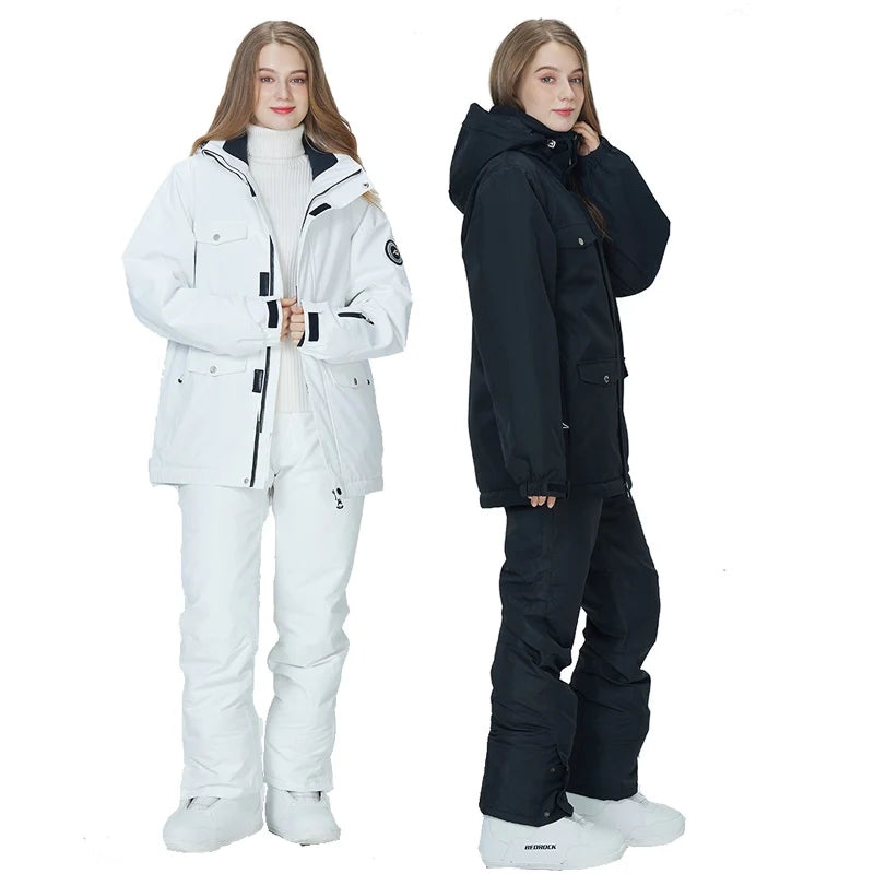 -35, Men and Women Snow Wear, Clothing for Snowboarding, Snow Ski Jacket and Pant Set, Snowboarding Clothing, Pure Color, Unsex