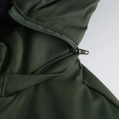 Dam vinterparka – Varm bomullskappa med avtagbar huva