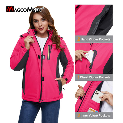 MAGCOMSEN Women's Winter Ski Jacket | Hiking & Trekking Fleece Snow Coat | Windproof Outdoor Outwear Parka | Snowboard Anorak