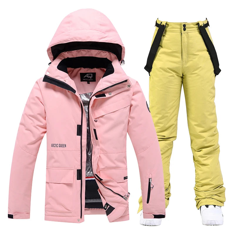 -35, Men and Women Snow Wear, Clothing for Snowboarding, Snow Ski Jacket and Pant Set, Snowboarding Clothing, Pure Color, Unsex