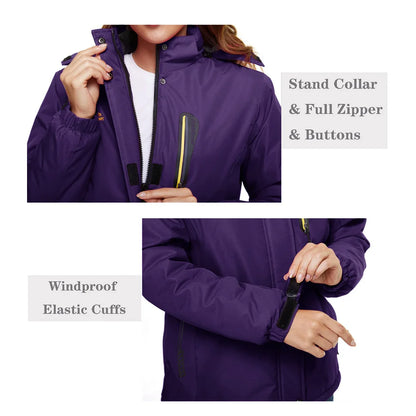 MAGCOMSEN Women's Winter Ski Jacket | Hiking & Trekking Fleece Snow Coat | Windproof Outdoor Outwear Parka | Snowboard Anorak