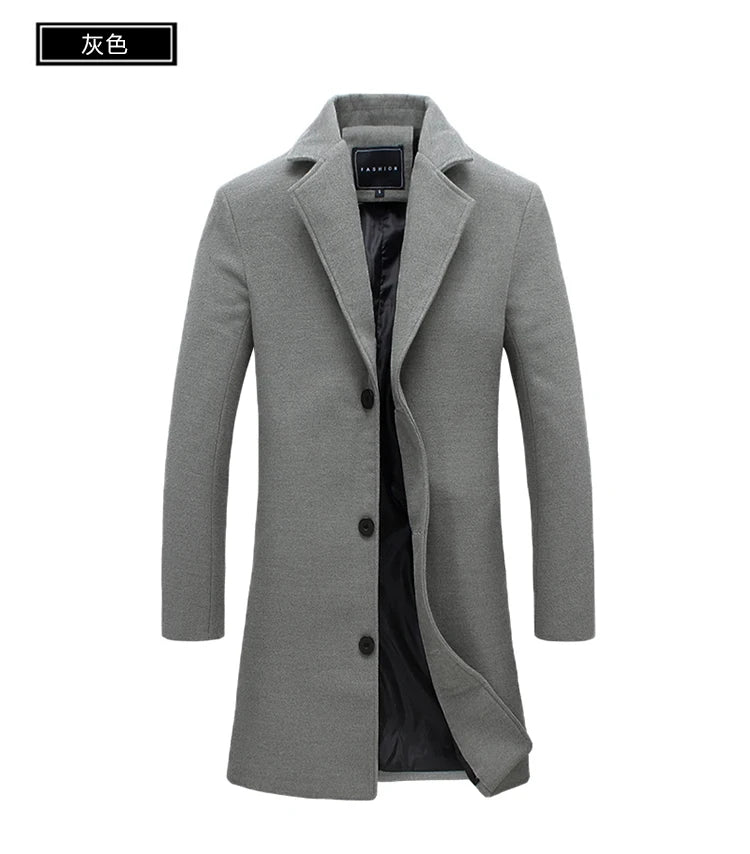 Elegant Ullrock Herr – Lång Slim Fit Kappa i Ull- & Bomullsblandning (Höst/Vinter 2025)