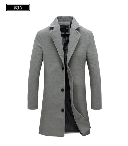 Elegant Ullrock Herr – Lång Slim Fit Kappa i Ull- & Bomullsblandning (Höst/Vinter 2025)