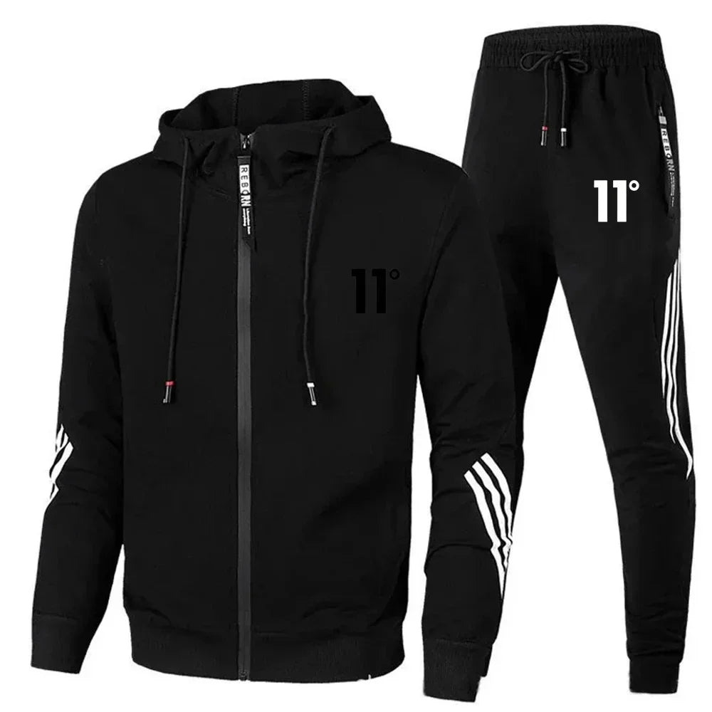 2025 Fashion Men's Set, Jogging, casual Wear Set, Spring and Autumn printed fitness drawstring sweatshirt + casual sport pants