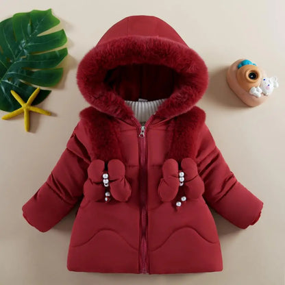 Vinterjacka för Flickor 1–4 år – Hooded Down Jacket med Fjärilsdetalj