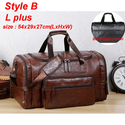 Men's PU Leather Gym Bag Sports Bags Duffel Travel Luggage Tote Handbag for Male Fitness Men Trip Carry ON Shoulder Bags XA109WA