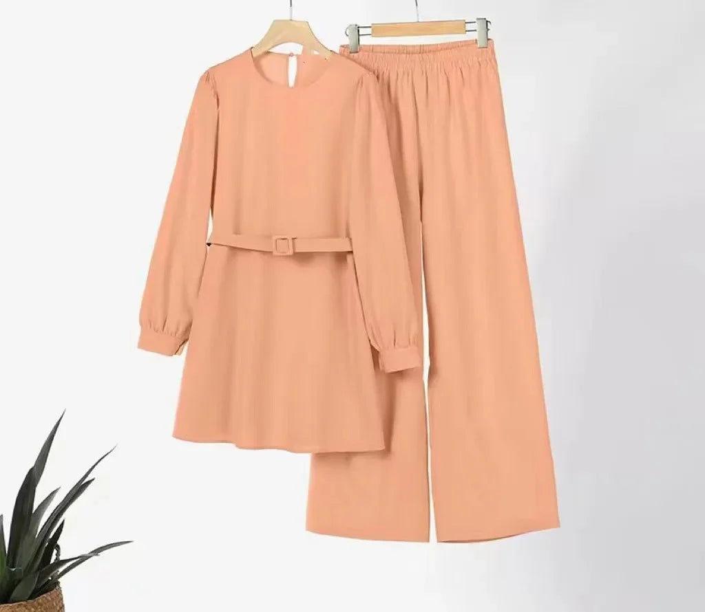 Kläder för Kvinnor – 2-delars Set med Blus & Byxor bäst för Eid, Ramadan .....