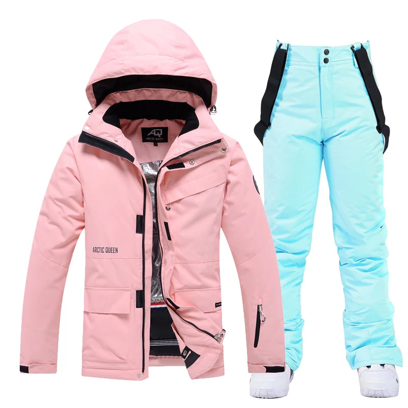 -35, Men and Women Snow Wear, Clothing for Snowboarding, Snow Ski Jacket and Pant Set, Snowboarding Clothing, Pure Color, Unsex