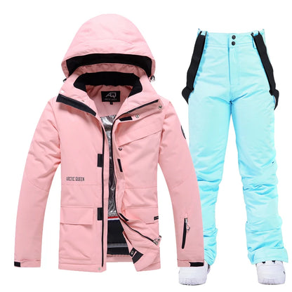 -35, Men and Women Snow Wear, Clothing for Snowboarding, Snow Ski Jacket and Pant Set, Snowboarding Clothing, Pure Color, Unsex