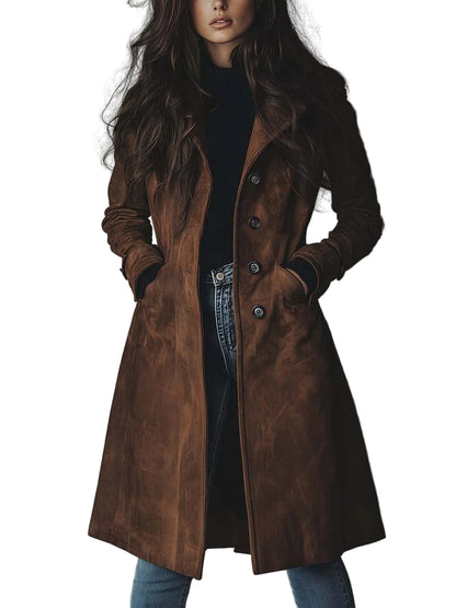 Dam trenchcoat – Lång mockakappa