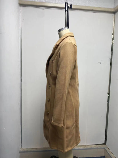 Damkappa i ull – lång trenchcoat, höst/vinter