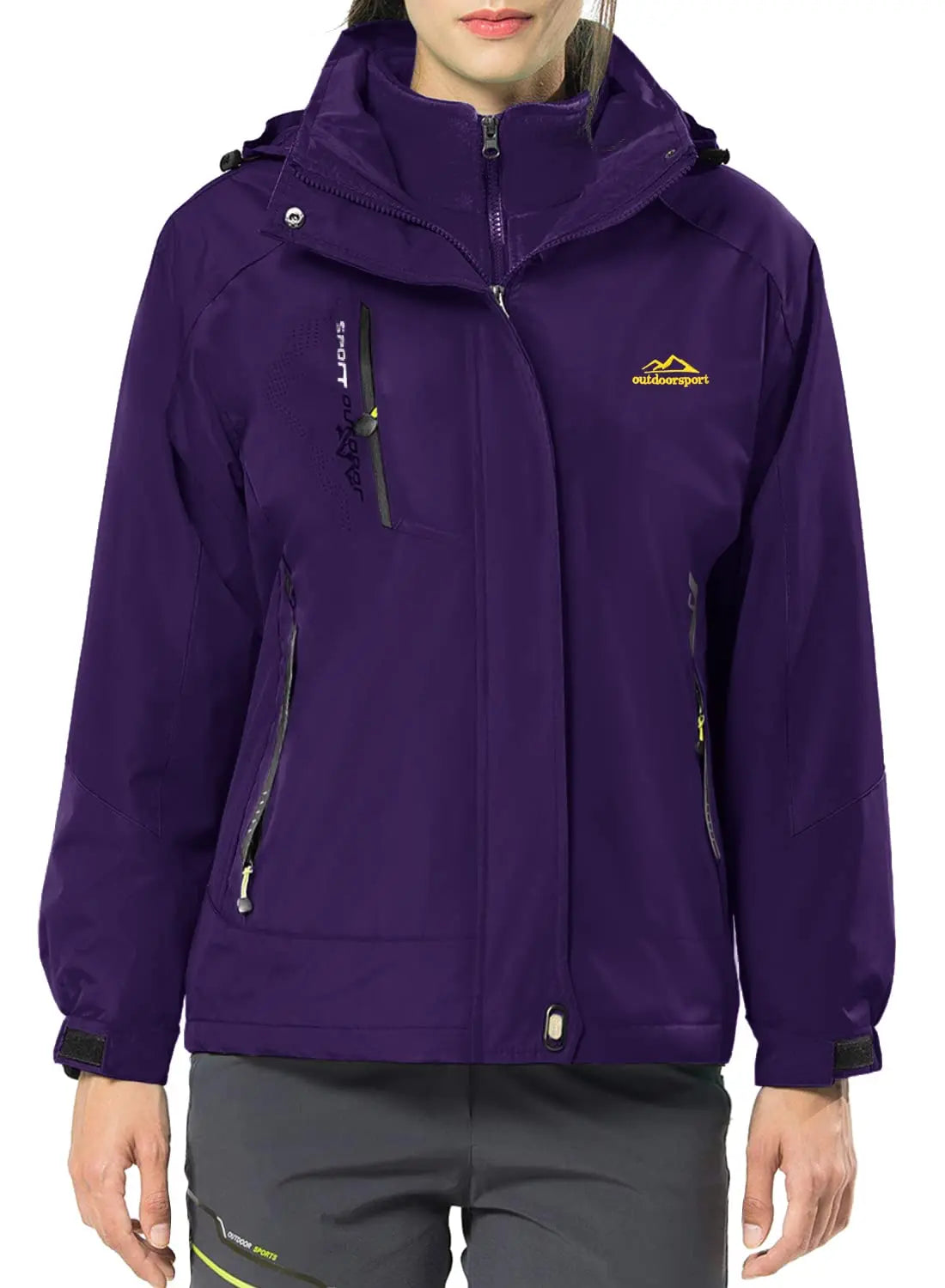 KEFITEVD 3 in1 Women's Winter Ski Jackets Fleece Warm Thermal Snow Waterproof Jacket Hiking Clothing Outdoor Windbreaker Coats