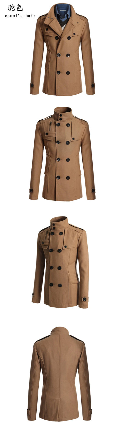 Herr lång vinterrock – elegant ullrock med knappar & klassisk design