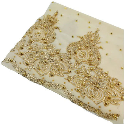 Chiffon hijab med guldglitter och pärlor