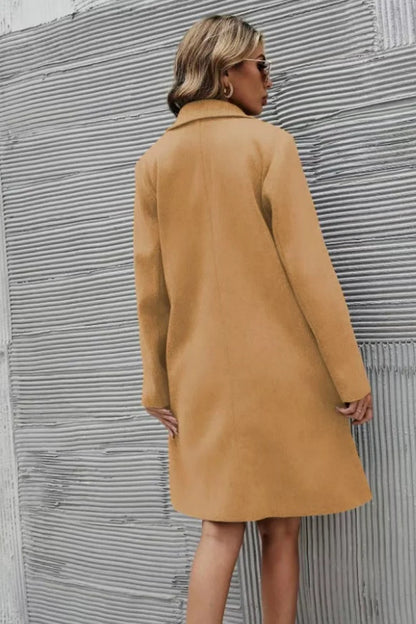 Damkappa i ull – tunn lång höst/vinterkappa, koreansk stil