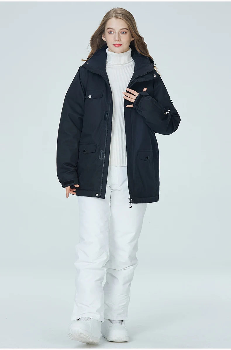 -35, Men and Women Snow Wear, Clothing for Snowboarding, Snow Ski Jacket and Pant Set, Snowboarding Clothing, Pure Color, Unsex