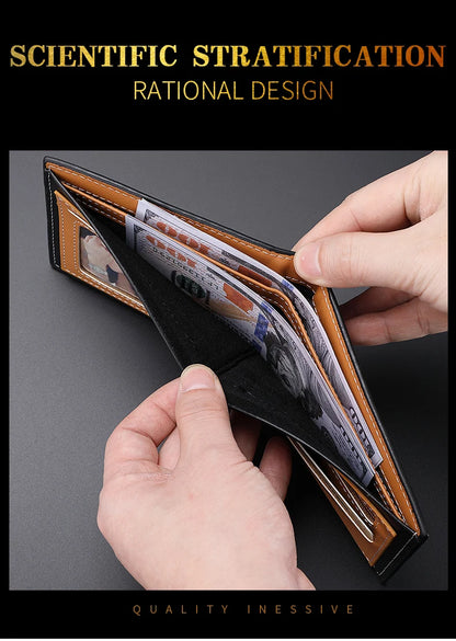 New Carbon Fiber Short Wallet Men's Card Bag Integrated Zipper Change Bag Holder