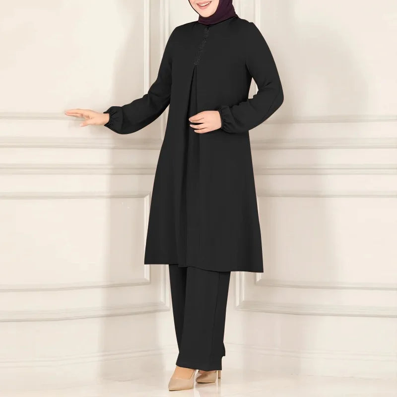 Elegant 2-delat Muslim Dress Set – Blus & Vida Byxor