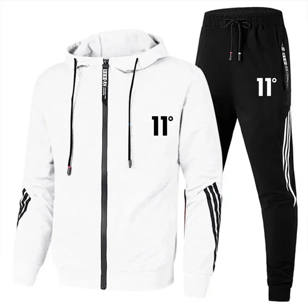 2025 Fashion Men's Set, Jogging, casual Wear Set, Spring and Autumn printed fitness drawstring sweatshirt + casual sport pants