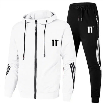 2025 Fashion Men's Set, Jogging, casual Wear Set, Spring and Autumn printed fitness drawstring sweatshirt + casual sport pants