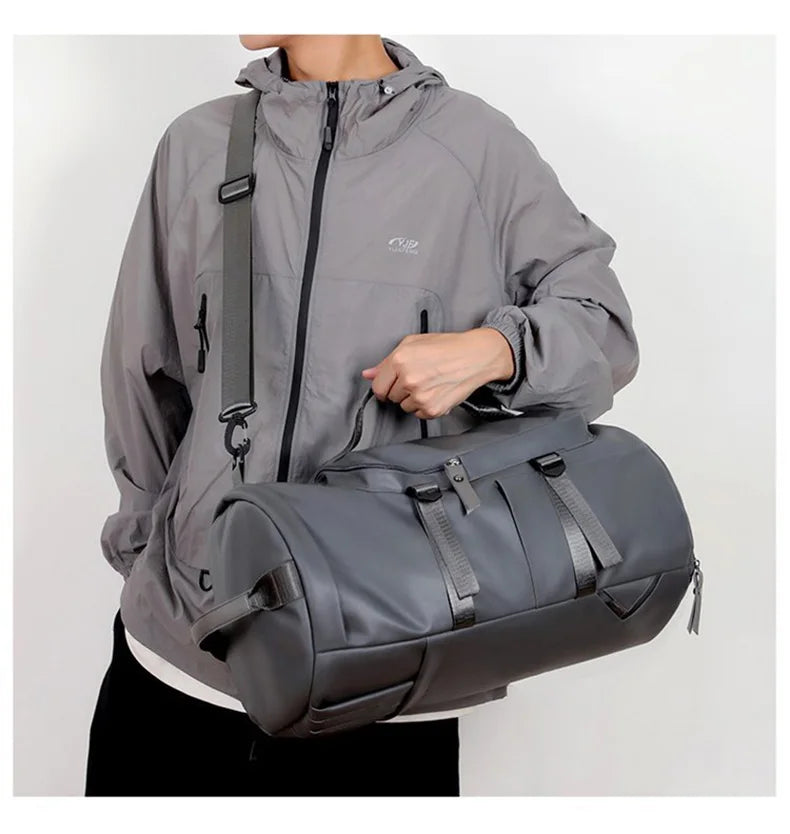 Gym Travel Backpack Versatile Faux Leather Bag for Men & Women Casual Outdoor Sports Shoulder Bags Fitness Weekender Duffel