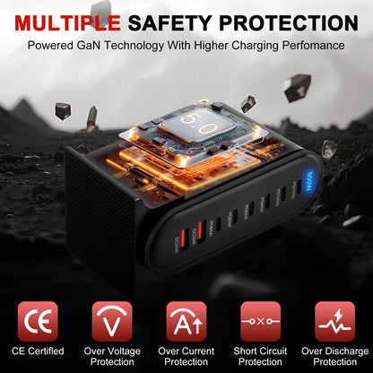 500W USB-C Snabbladdare – 8 portar, intelligent