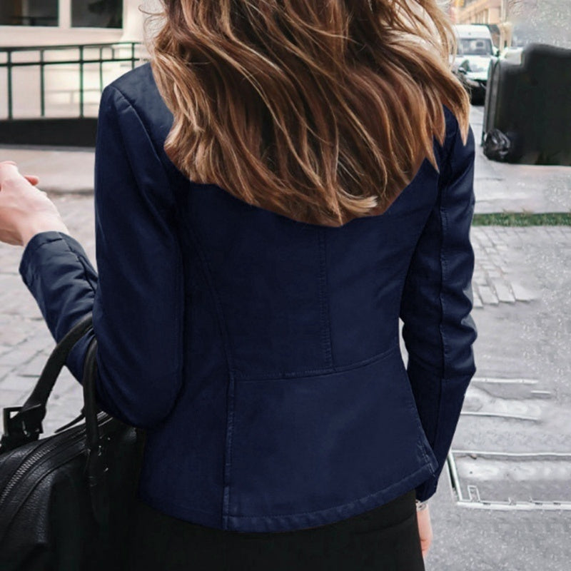 Damjacka i PU-läder – slim fit biker