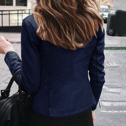 Damjacka i PU-läder – slim fit biker