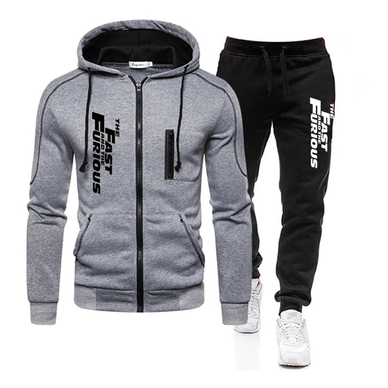 Herr tracksuit – 2-delad hoodie & byxor med print