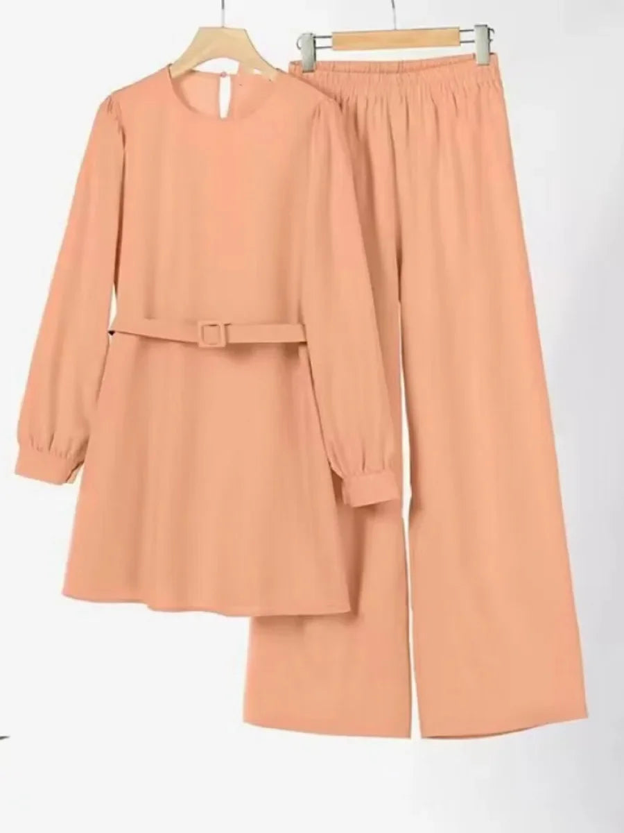 Kläder för Kvinnor – 2-delars Set med Blus & Byxor bäst för Eid, Ramadan .....