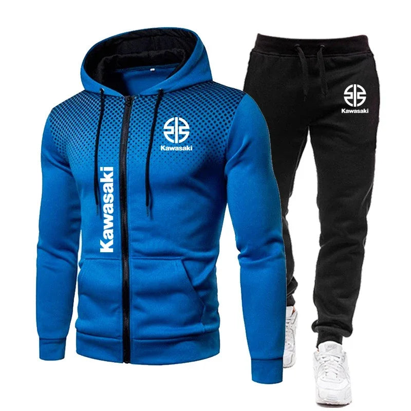 Herr sportset – Kawasaki polkad hoodie & zip-byxor